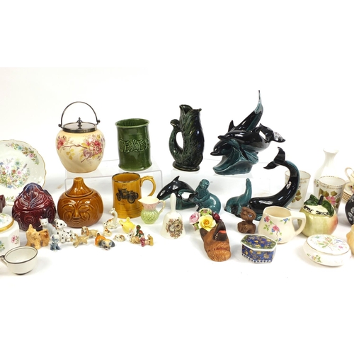 709 - China including novelty face pots, Portland pottery Combridge pattern part tea service, Poole dolphi... 