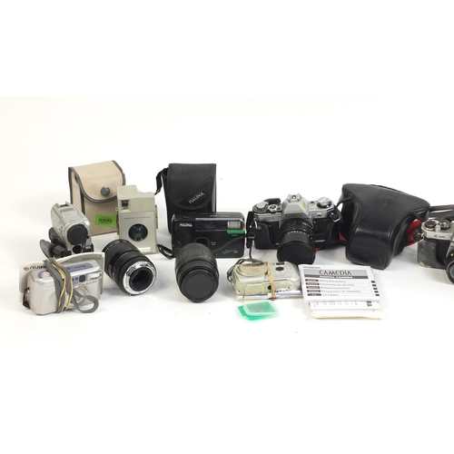 686 - Cameras, lenses and accessories including Pentax, Asahi, Nikkor, Olympus and Hitachi