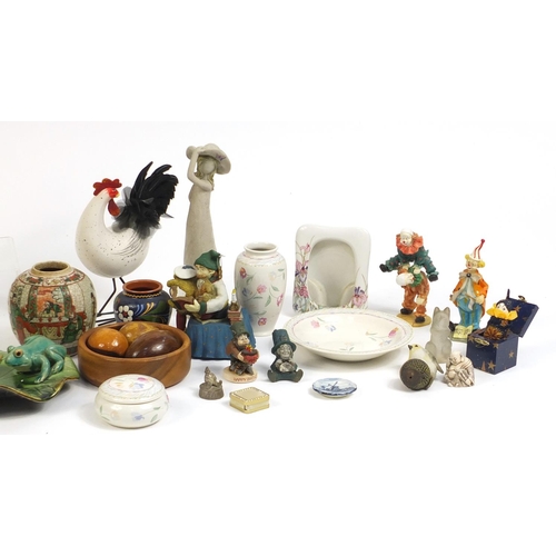 684 - Miscellaneous china and pottery including a large leaf bowl, Quimper Ware pottery, a shorter jug and... 