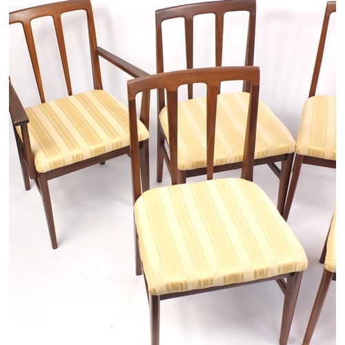 6 - Set of six vintage teak dining chairs including two carvers, possibly Scandinavian, 88cm high