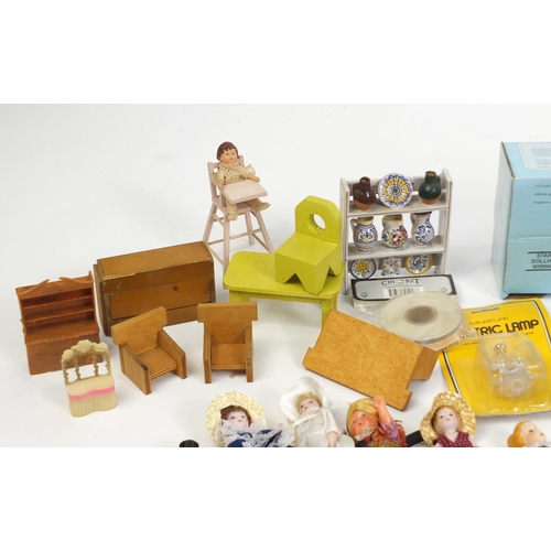 657 - Large collection of vintage and later dolls house furniture, accessories and dolls