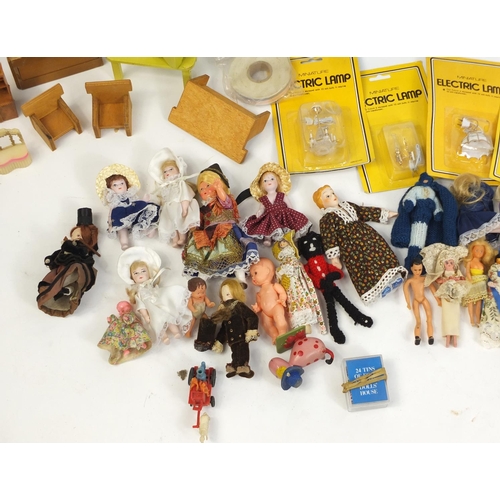 657 - Large collection of vintage and later dolls house furniture, accessories and dolls