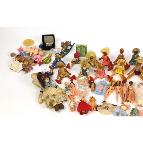 616 - Large collection of vintage and later dolls house furniture, accessories and dolls