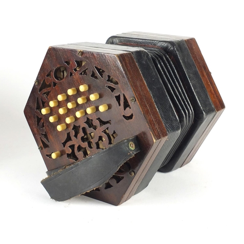 600 - Victorian rosewood thirty one button concertina