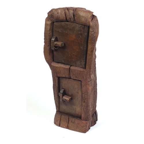 76 - Naturalistic tree trunk two door cupboard, 102cm H x 46cm W x 30cm D (Carved from a whole trunk)