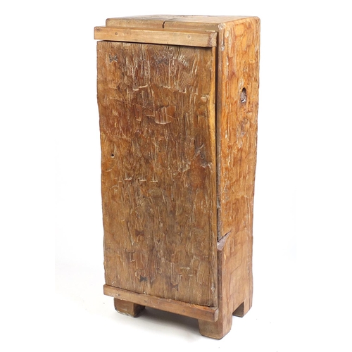 75 - Naturalistic tree trunk hall cupboard, 135cm H x 55cm W x 46cm D (Carved from a whole trunk)