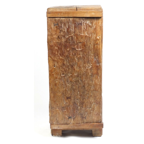 75 - Naturalistic tree trunk hall cupboard, 135cm H x 55cm W x 46cm D (Carved from a whole trunk)