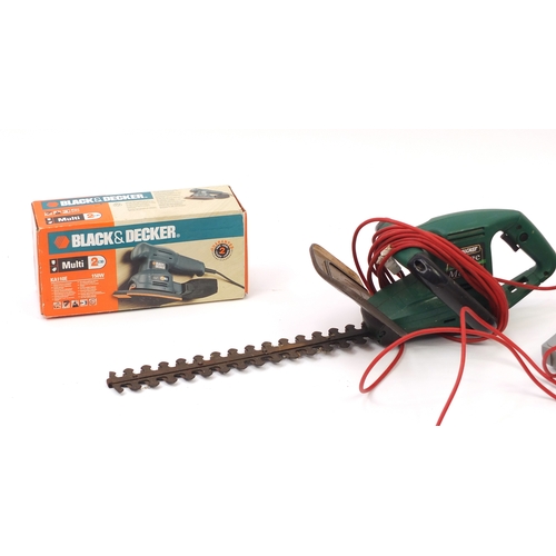 705 - Qualcast hedge trimmer, Black & Decker sander and Power Devil cordless drill