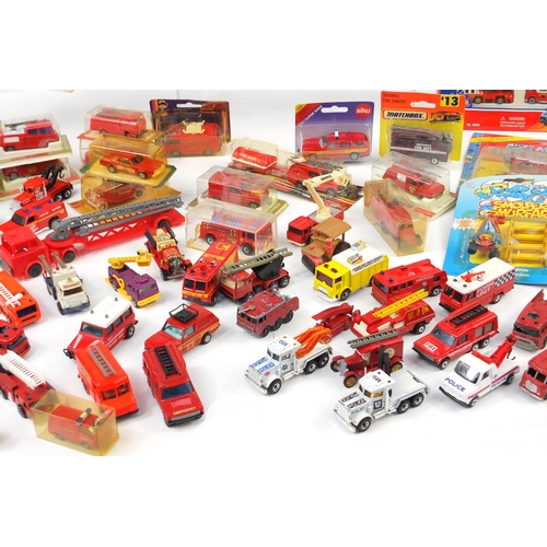 630 - Fire and Rescue die cast vehicles including Majorette, Days Gone, Corgi, Matchbox and Siku