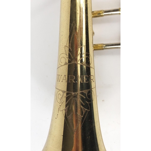 598 - Warner brass trombone, 115cm in length