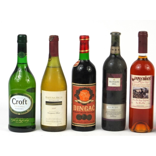 682 - Seven bottles of alcohol including Croft Original Sherry and Merlot