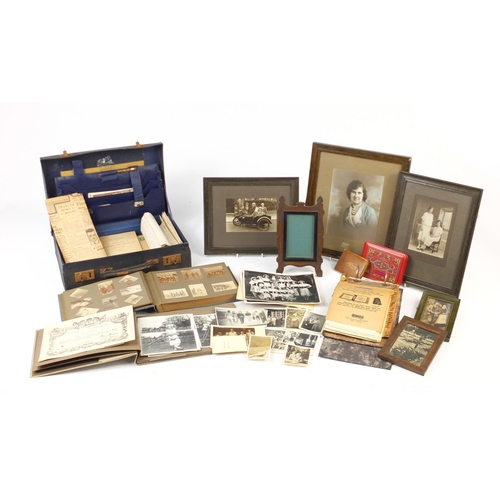 1084 - 19th century and later ephemera including black and white photograph albums and framed photographs