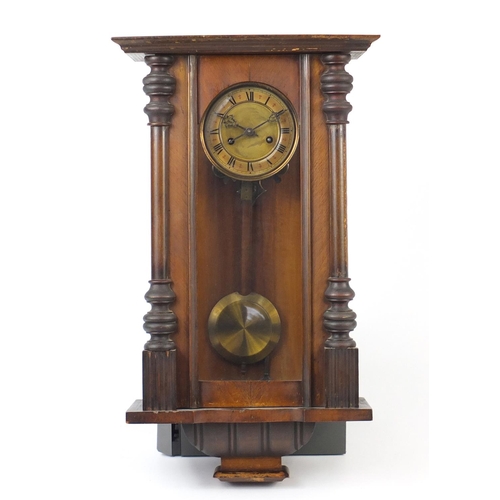 106 - Victorian mahogany Vienna wall hanging clock, 65cm high