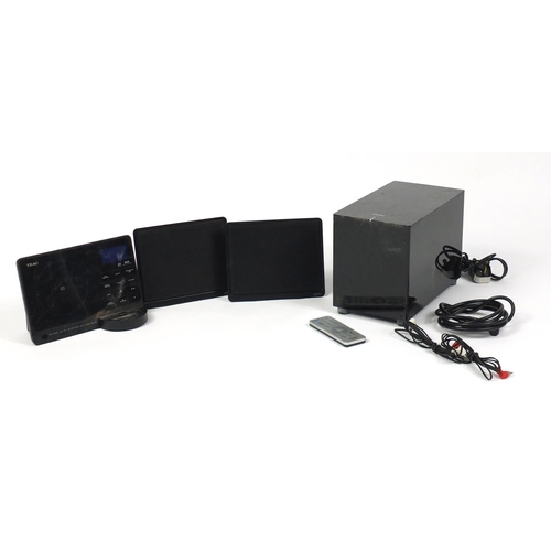 607 - Teac MP3 docking station with subwoofer and two NXT speakers