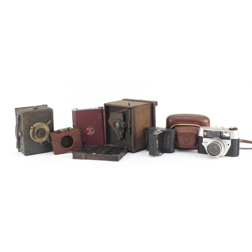 615 - Vintage cameras including Ensign-Cupid and Olympia