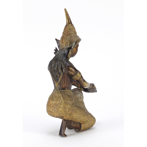 2314 - Thai partial gilt bronze deity, 22.5cm high
