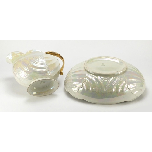 2036 - Shelley Lustre shell design wash jug and basin, 45cm wide
