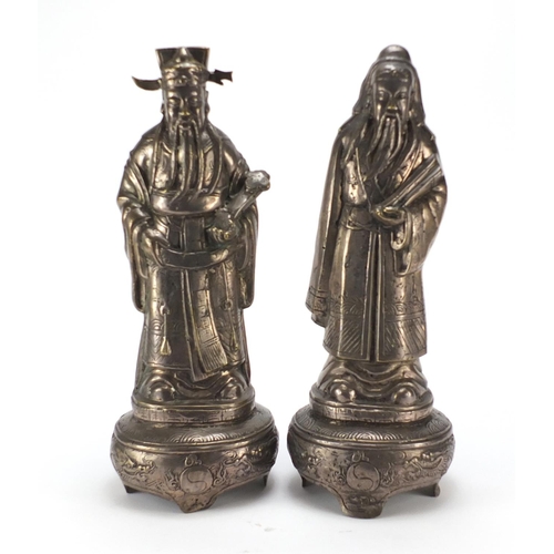 2286 - Pair of Chinese cast metal figures, each 45cm high