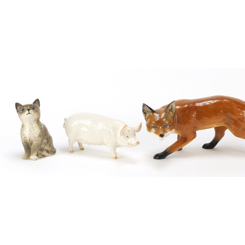2147 - Mostly Beswick animals including Champion Wall Pig and Siamese cats, the largest 27cm in length