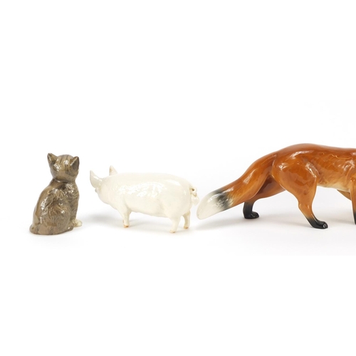 2147 - Mostly Beswick animals including Champion Wall Pig and Siamese cats, the largest 27cm in length