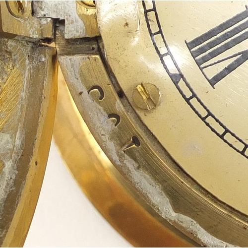 2320 - Smiths Enfield eight day brass ships bulk head design clock, 14cm in diameter