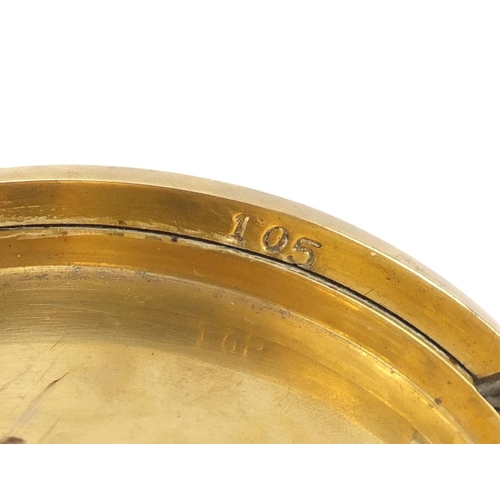 2320 - Smiths Enfield eight day brass ships bulk head design clock, 14cm in diameter