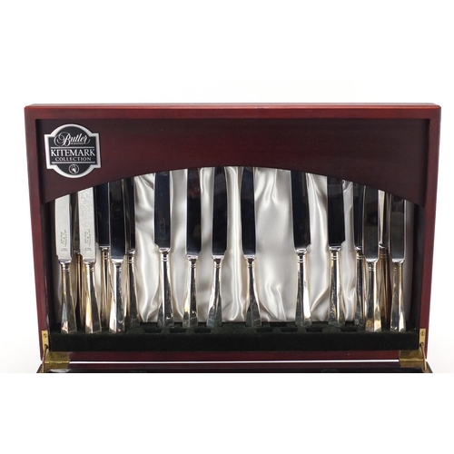2035 - Mahogany canteen of Butler silver plated cutlery, 46cm wide