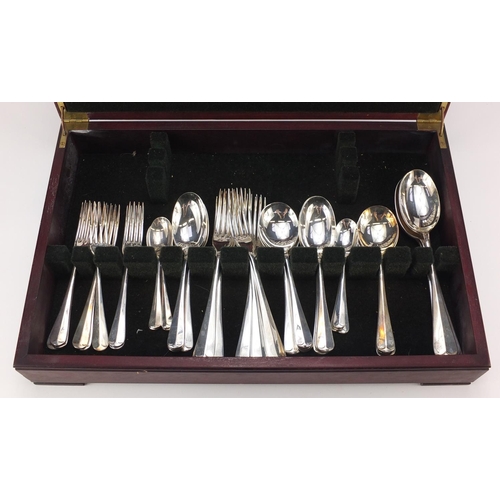2035 - Mahogany canteen of Butler silver plated cutlery, 46cm wide