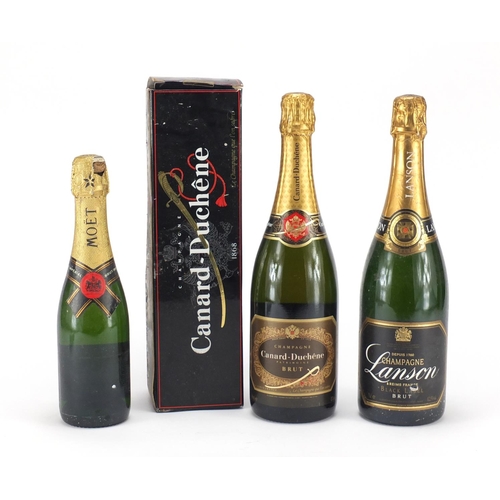 2315 - Three bottles of champagne comprising Moët & Chandon, Lanson and Canard-Duchene