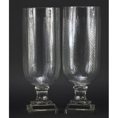 2245 - Large pair of Georgian style cut glass vases, each 40cm high