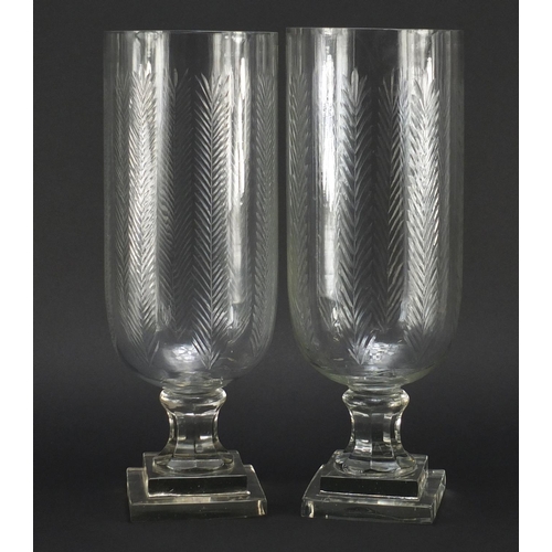 2245 - Large pair of Georgian style cut glass vases, each 40cm high