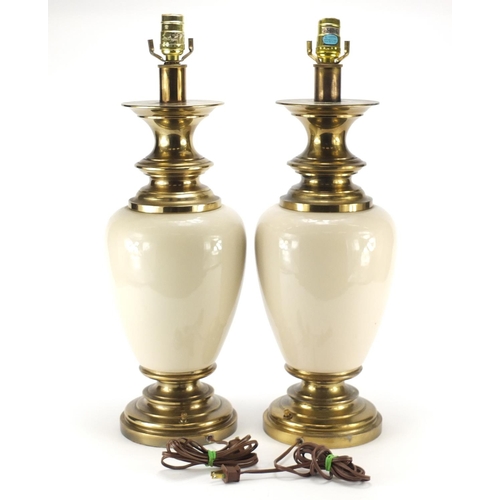 2034 - Pair of American brass mounted stiffel lamps, each 60cm high