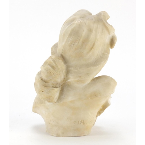 2307 - Carved alabaster bust of a maiden, 24.5cm high