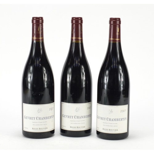 2110 - Three bottles of 2007 Regis Bouvier Grevrey Chamberlin red wine