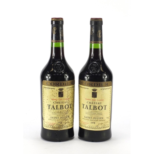 2205 - Two bottles of 1978 Chateau Talbot Saint Julien red wine