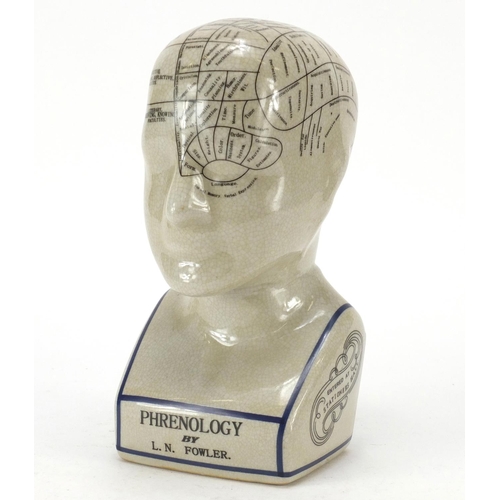 2355 - Crackle glazed phrenology head, 23cm high