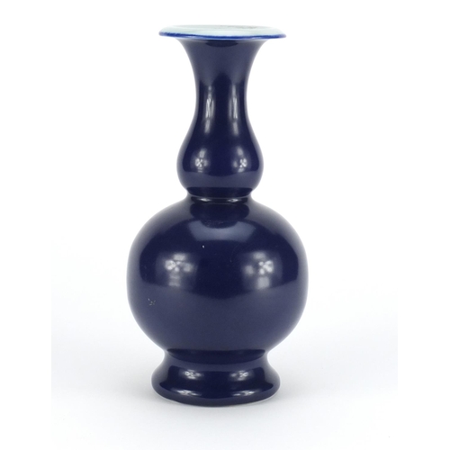 2249 - Chinese porcelain powder blue glazed vase, six figure Qianlong character marks to the base, 27cm hig... 