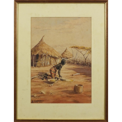 2033 - Giovanni Romagnoli 1947 - Eritrea, East Africa, four watercolours, mounted and framed, the largest 3... 