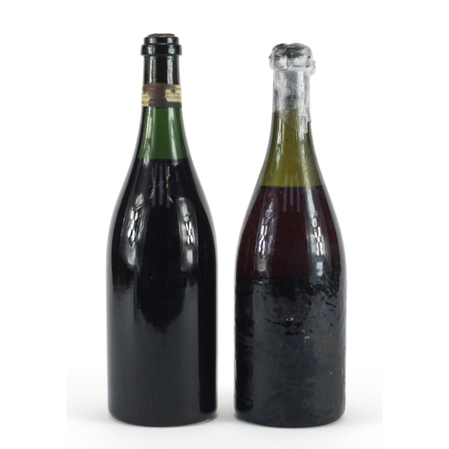 2300 - Two bottles of 1940's Caves De La Maison red wine comprising Prunier Vouvray and Ackeman Laurance Vo... 