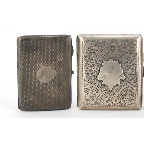 2507 - Three rectangular silver cigarette cases , two with engine turned decoration, Birmingham hallmarks, ... 