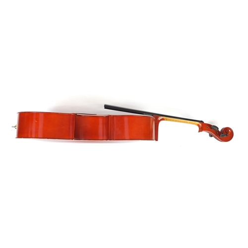 2022 - Full size cello with bow and Stagg protective travelling case, the cello back 30.5inch in length