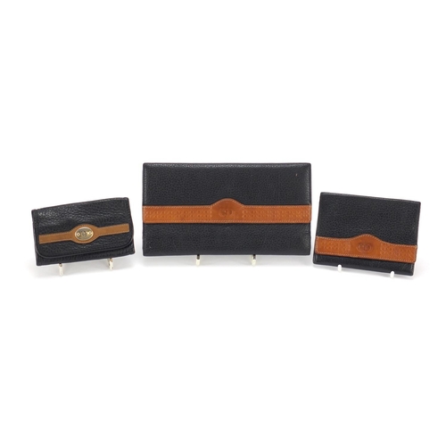 2139 - Vintage Christian Dior leather purse, card holder and key wallet, the largest 18.5cm wide