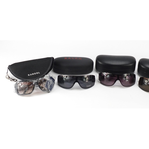 2142 - Six pairs of designer sunglasses including four pairs of Ralph Lauren and a pair of Calvin Klein, ea... 