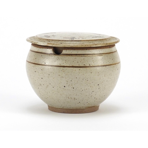 2050 - Studio pottery honey pot and cover, possibly by Norah Braden, 9cm high