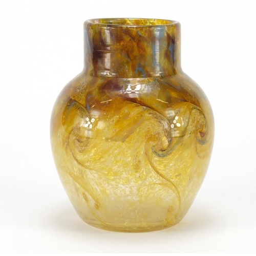 2117 - Monart swirling art glass vase, 13cm high
