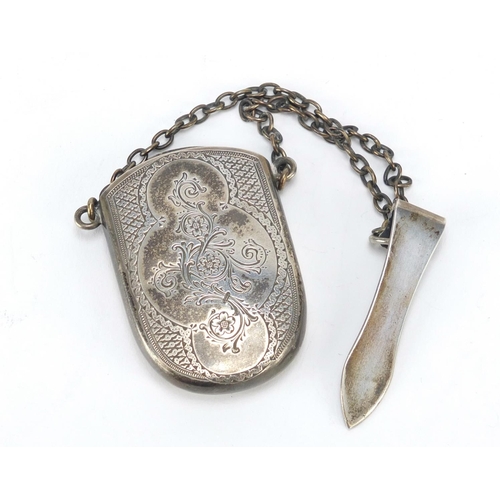 2518 - Victorian silver chatelaine case, London 1902, 14.5cm in length, 32.6g