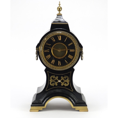 2052 - Ebonised bracket clock, the dial inscribed Hull of Paris and with Roman numerals, 51cm high