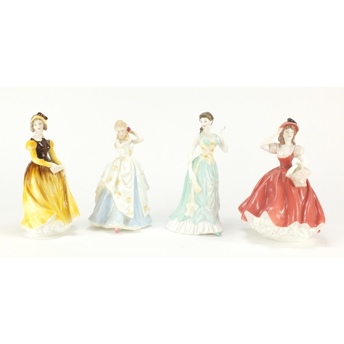 2121 - Four collectable figurines comprising two Coalport and two Royal Doulton, the largest 19cm high