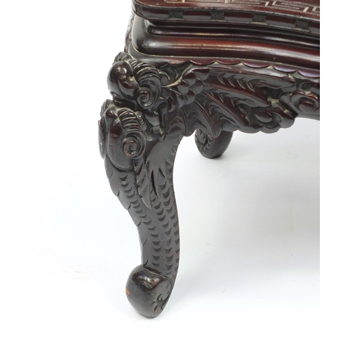 2003 - Chinese carved wood throne chair, 84cm high