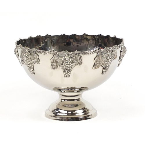 2092 - Silver plated grape design pedestal punch bowl, 26.5cm high x 38cm in diameter